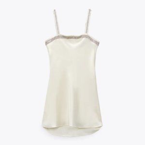 ZARA Satin Effect Jewel Dress | XS | NWT